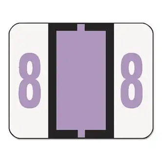 Numerical End Tab File Folder Labels, 8, 1 x 1.25, White, 500/Roll
