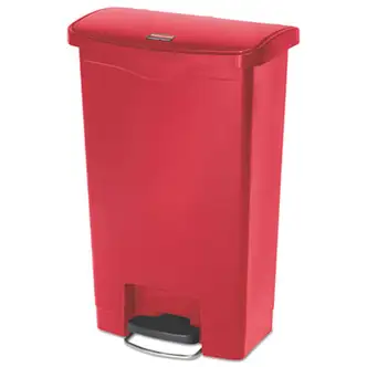 Streamline Resin Step-On Container, Front Step Style, 13 gal, Polyethylene, Red