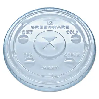 Greenware Cold Drink Lids, Fits 9 oz Old Fashioned Cups, 12 oz Squat Cups, 20 oz Cups Clear, 1,000/Carton