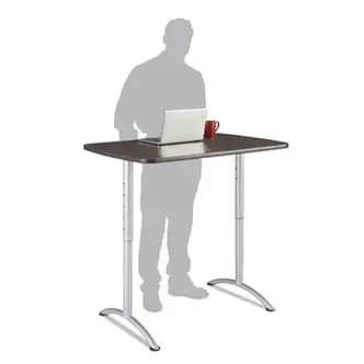 ARC Adjustable-Height Table, Rectangular, 30" x 48" x 36" to 48", Gray Walnut/Silver