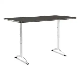 ARC Adjustable-Height Table, Rectangular, 36" x 72" x 30" to 42", Graphite Top, Silver Base