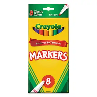 Non-Washable Marker, Fine Bullet Tip, Assorted Classic Colors, 8/Pack