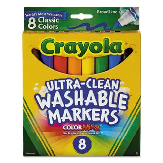 Ultra-Clean Washable Markers, Broad Bullet Tip, Assorted Colors, 8/Pack