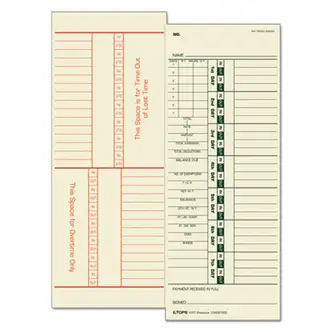 Time Clock Cards, Replacement for 10-800762, Two Sides, 3.5 x 9, 500/Box