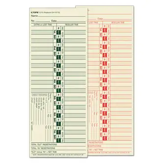 Time Clock Cards, Replacement for CH-107-2, Two Sides, 3.5 x 9, 500/Box