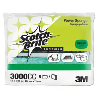 Power Sponge, 2.8 x 4.5, 0.6" Thick, Blue/Teal, 5/Pack