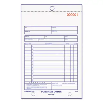 Purchase Order Book, 12 Lines, Two-Part Carbonless, 5.5 x 7.88, 50 Forms Total