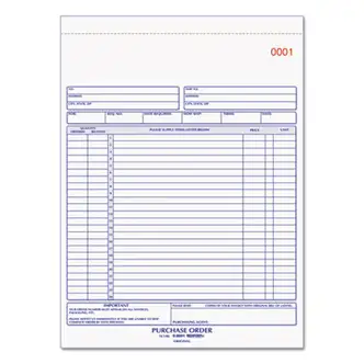 Purchase Order Book, 17 Lines, Two-Part Carbonless, 8.5 x 11, 50 Forms Total