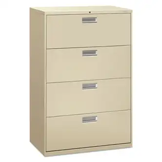 Brigade 600 Series Lateral File, 4 Legal/Letter-Size File Drawers, Putty, 36" x 18" x 52.5"