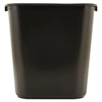 Deskside Plastic Wastebasket, 7 gal, Plastic, Black