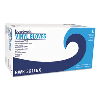 Exam Vinyl Gloves, Clear, Large, 3 3/5 mil, 100/Box, 10 Boxes/Carton