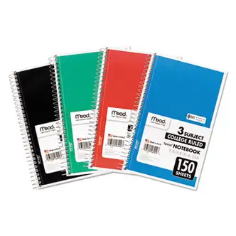 Spiral Notebook, 3-Subject, Medium/College Rule, Randomly Assorted Cover Color, (150) 9.5 x 5.5 Sheets