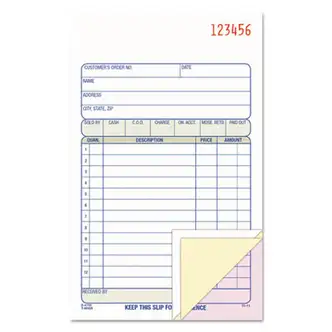 Sales/Order Book, Three-Part Carbonless, 4.19 x 6.69, 50 Forms Total