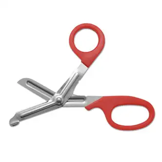 Stainless Steel Office Snips, 7" Long, 1.75" Cut Length, Crane-Style Red Handle