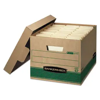 STOR/FILE Medium-Duty 100% Recycled Storage Boxes, Letter/Legal Files, 12.5" x 16.25" x 10.25", Kraft/Green, 12/Carton