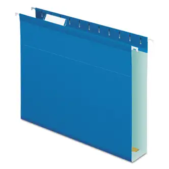 Extra Capacity Reinforced Hanging File Folders with Box Bottom, 2" Capacity, Letter Size, 1/5-Cut Tabs, Blue, 25/Box