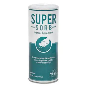 Super-Sorb Liquid Spill Absorbent, Lemon Scent, 720 oz Absorbing Volume, 12 oz Shaker Can, 6/Box