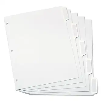 Custom Label Tab Dividers with Self-Adhesive Tab Labels, 5-Tab, 11 x 8.5, White, 25 Sets