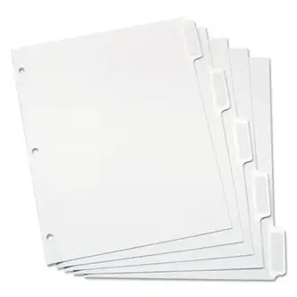 Custom Label Tab Dividers with Self-Adhesive Tab Labels, 5-Tab, 11 x 8.5, White, 5 Sets