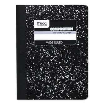 Composition Book, Wide/Legal Rule, Black Cover, (100) 9.75 x 7.5 Sheets