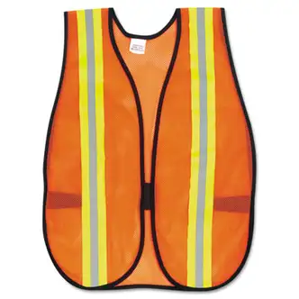 Orange Safety Vest, 2" Reflective Strips, Polyester, Side Straps, One Size Fits All, Bright Orange