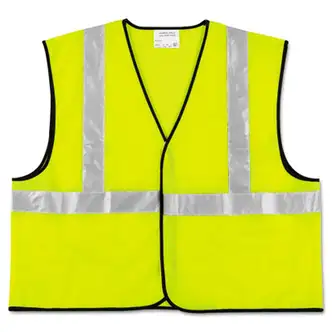 Class 2 Safety Vest, Polyester, X-Large, Fluorescent Lime with Silver Stripe