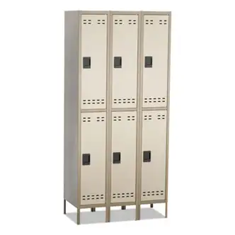 Double-Tier, Three-Column Locker, 36w x 18d x 78h, Two-Tone Tan
