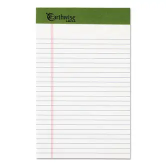 Earthwise by Ampad Recycled Writing Pad, Narrow Rule, Politex Green Headband, 50 White 5 x 8 Sheets, Dozen