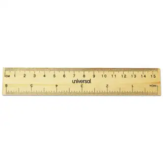 Flat Wood Ruler, Standard/Metric, 6" Long