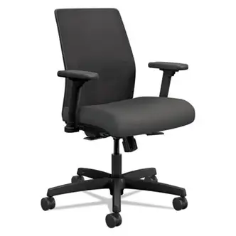Ignition 2.0 4-Way Stretch Low-Back Mesh Task Chair, Supports 300 lb, 17" to 21" Seat Height, Iron Ore Seat, Black Back/Base