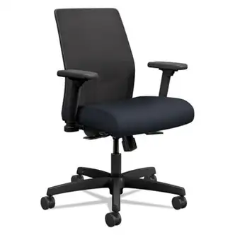 Ignition 2.0 4-Way Stretch Low-Back Mesh Task Chair, Supports 300 lb, 17" to 21" Seat Height, Navy Seat, Black Back/Base