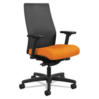 Ignition 2.0 4-Way Stretch Mid-Back Mesh Task Chair, Adjustable Lumbar Support, Apricot Seat, Black Back/Base