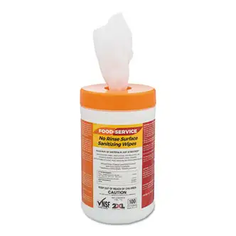 Food Service No Rinse Surface Sanitizing Wipes, 1-Ply, 6 x 8, White, 100/Roll, 6 Rolls/Carton