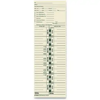 Time Clock Cards, Replacement for 3200, One Side, 3.5 x 10.5, 500/Box