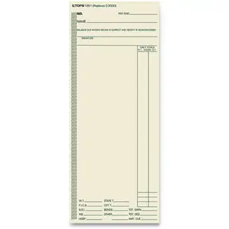 Time Clock Cards, Replacement for ATR206/C3000/M-154, One Side, 3.38 x 8.25, 500/Box