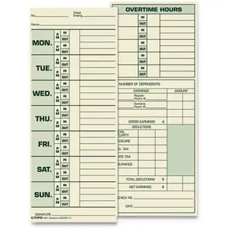 Time Clock Cards, Replacement for 331-10, Two Sides, 3.5 x 8.5, 500/Box