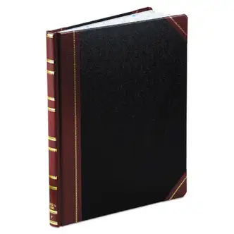 Extra-Durable Bound Book, Single-Page Record-Rule Format, Black/Maroon/Gold Cover, 11.94 x 9.78 Sheets, 300 Sheets/Book