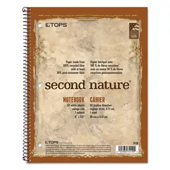 Second Nature Single Subject Wirebound Notebooks, Medium/College Rule, Randomly Assorted Cover Color, (80) 11 x 8.5 Sheets
