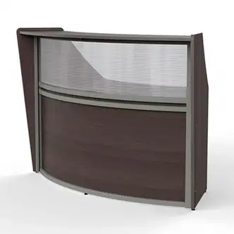 Reception Desk with Polycarbonate, 72 x 32 x 46, Mocha, Ships in 1-3 Business Days