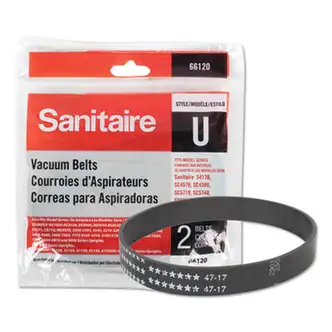 Replacement Belt for Upright Vacuum Cleaner, Flat U Style, 2/Pack
