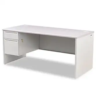 38000 Series Left Pedestal Desk, 66" x 30" x 29.5", Light Gray