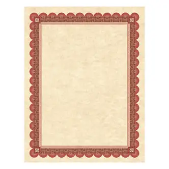 Parchment Certificates, Academic, 8.5 x 11, Copper with Red/Brown Border, 25/Pack