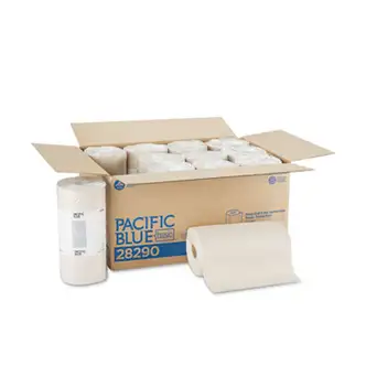 Pacific Blue Basic Jumbo Perforated Kitchen Roll Paper Towels, 2-Ply, 11 x 8.8, Brown, 250/Roll, 12 Rolls/Carton
