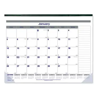 Net Zero Carbon Monthly Desk Pad Calendar, 22 x 17, White/Gray/Blue Sheets, Black Binding, 12-Month (Jan to Dec): 2024