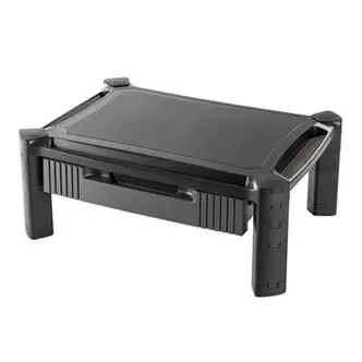 Large Monitor Stand with Cable Management and Drawer, 18.38" x 13.63" x 5", Black