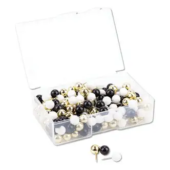 Fashion Sphere Push Pins, Plastic, Assorted, 0.44", 200/Pack