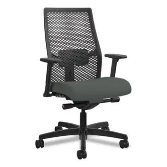 Ignition 2.0 Reactiv Mid-Back Task Chair, 17" to 22" Seat Height, Iron Ore Fabric Seat, Black Back, Black Base