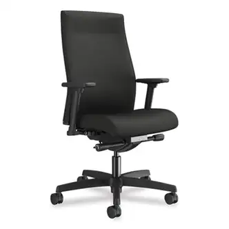 Ignition 2.0 Upholstered Mid-Back Task Chair With Lumbar, Supports 300 lb, 17" to 22" Seat, Iron Ore Seat/Back, Black Base