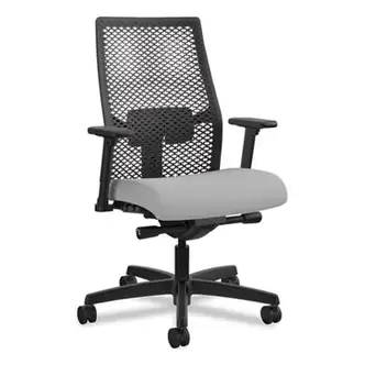 Ignition 2.0 Reactiv Mid-Back Task Chair, 17" to 22" Seat Height, Frost Fabric Seat, Black Back, Black Base