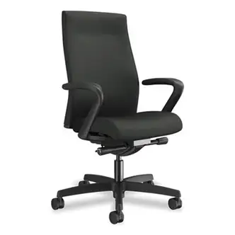 Ignition 2.0 Upholstered Mid-Back Task Chair, 17" to 22" Seat Height, Iron Ore Fabric Seat/Back, Black Base